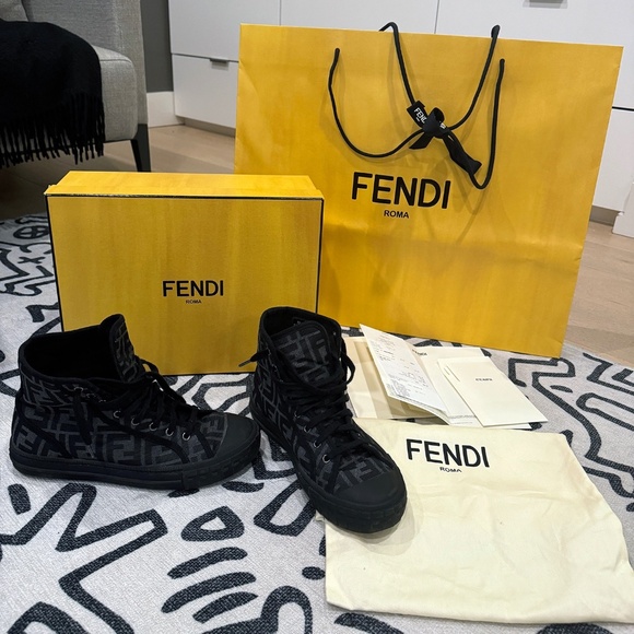 Fendi Domino Hi-Top Sneakers in FF Motif *Authentic* - Picture 2 of 10